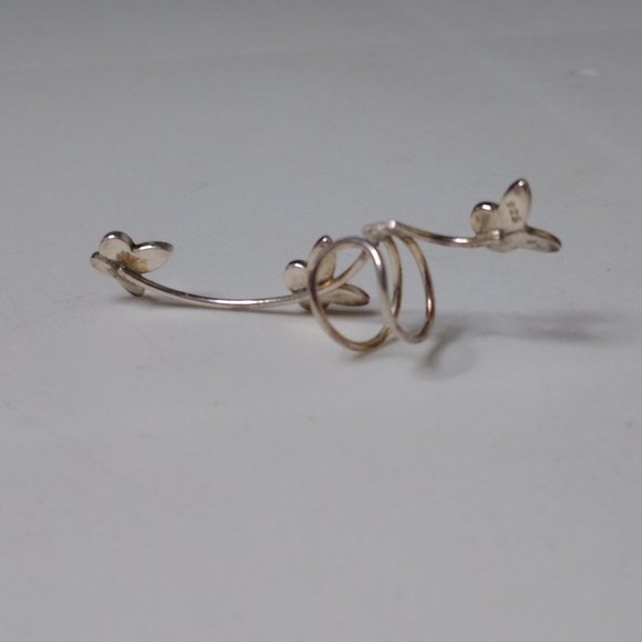 925 Silver Butterfly Single Ear Cuff (Right Ear) - Picture 6 of 11